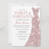 Invitation Robe florale Blush Rose Gold Sparkle 30e anniversa (Dos)