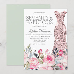 Invitation Robe florale Blush Soixante-dix fabuleux 70e anniv