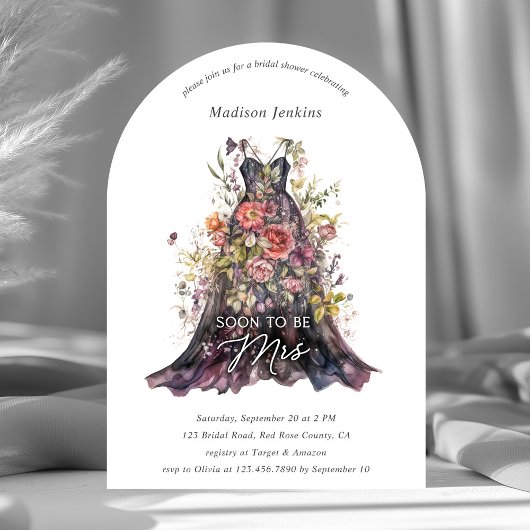 Invitation Robe Florale Boho Bientôt Être Mme Fête des mariée