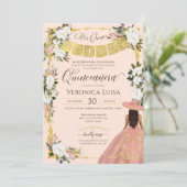 Invitation Robe florale Charro or blanc bleu Quinceanera I (Debout devant)