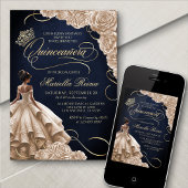 Invitation Robe Florale de Champagne Quinceañera