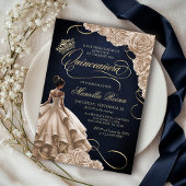 Invitation Robe Florale de Champagne Quinceañera