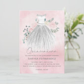 Invitation Robe florale de parties scintillant d'argent blanc (Debout devant)