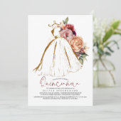 Invitation Robe Florale d'or Quinceañera 15e anniversaire (Debout devant)
