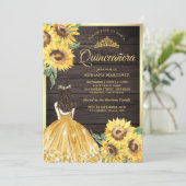 Invitation Robe Florale Jaune Fleurs de Soleil Bois Quinceane (Debout devant)