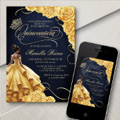 Invitation Robe Florale Jaune Quinceañera