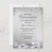 Invitation Robe Florale Quinceanera d'Argent Violet (Dos)