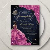 Invitation Robe Florale rose chaud Quinceañera