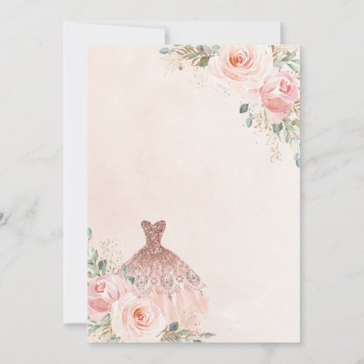 Invitation Robe Florale rose pâle Quinceañera Anniversaire In (Dos)