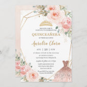 Invitation Robe Florale rose pâle Quinceañera Anniversaire In (Devant / Derrière)