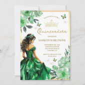 Invitation Robe Florale verte papillon Quinceañera (Devant)