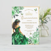 Invitation Robe Florale verte papillon Quinceañera (Debout devant)