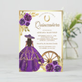 Invitation Robe Florale violette Charro Gold Quinceanera (Debout devant)