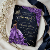Invitation Robe florale violette Quinceañera
