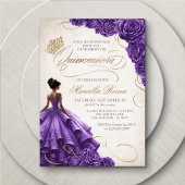 Invitation Robe florale violette Quinceañera