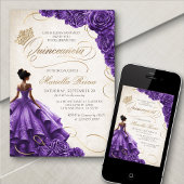 Invitation Robe florale violette Quinceañera