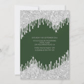 Invitation Robe Girly chic goutte argent glittery ombre vert (Dos)