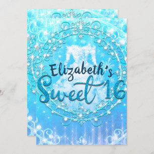 Invitation Robe glacée d'hiver bleu congelé Douceur 16 Partie
