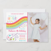 Invitation Robe Gold Rainbow Art Party Pour Un Mess Anniversa (Devant)