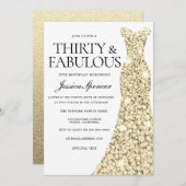 Invitation Robe Gold Sparkle 30 & Fabuleux 30e anniversaire (Devant / Derrière)