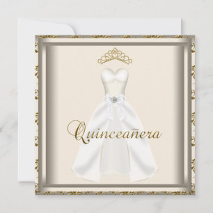 Invitation Robe Gold Tiara Party Quinceanera or