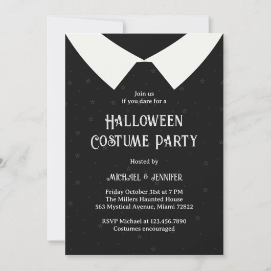 Invitation Robe gothique noire et blanche pour fille Hallowee (Devant)