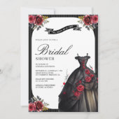Invitation Robe gothique Roses rouges Code QR Baby Shower (Devant)