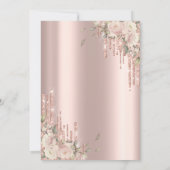 Invitation Robe gouttes de rose doré Fleur Argent 18e Anniver (Dos)