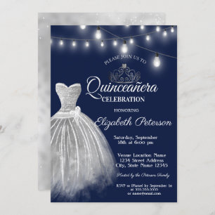 Invitation Robe gris Marine bleu Quinceañera