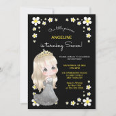 Invitation Robe gris mignonne Princesse Floral Photo Annivers (Devant)
