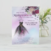 Invitation Robe holographique florale adorable Quinceañera (Debout devant)