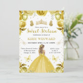 Invitation Robe Jaune Princesse Blonde Sweet 16 (Debout devant)