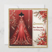 Invitation Robe longue Forme Rouge Quinceañera Anniversaire I (Devant)