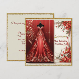 Invitation Robe longue Forme Rouge Quinceañera Anniversaire I