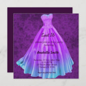 Invitation Robe longue Sweet 16 (pourpre) (Devant / Derrière)