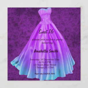 Invitation Robe longue Sweet 16 (pourpre)