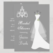 Invitation Robe, lustre à l'invitation grise de Fête de la (Devant / Derrière)