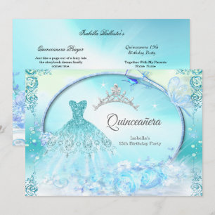 Invitation Robe Magique de Quinceanera Princesse Sarcelle