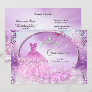 Invitation Robe Magique de Quinceanera Princesse Violette