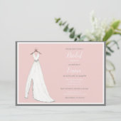 Invitation Robe Mariage Aquarelle Sur Fête des mariées Hanger (Debout devant)