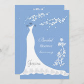 Invitation Robe mariage blanche, fleurir sur Fête de l'mariée (Devant / Derrière)