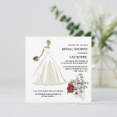 Invitation Robe mariage blanche rouge rose fleurs florales ch (Debout devant)