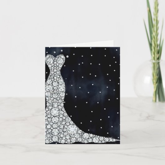 Invitation Robe Mariage Diamant Fête des mariées bleue modern (Devant)