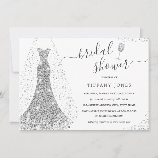 Invitation Robe Mariage diamant Sparkle Fête des mariées Invi (Devant)