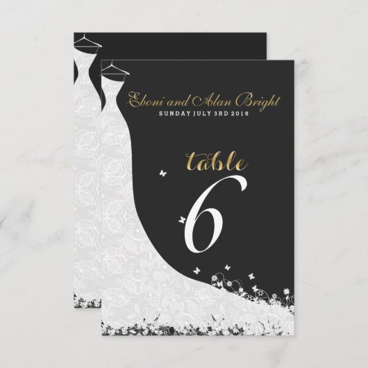 Invitation Robe Mariage élégante en dentelle blanche Tableau (Devant / Derrière)