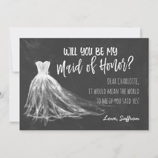 Invitation Robe Mariage en tableau - Maid of Honor (Devant)