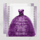 Invitation Robe mariage et perles Plum Purple Fête des mariée (Devant / Derrière)