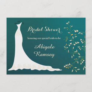 Invitation robe mariage, fleurs sur Fête des mariées turquois