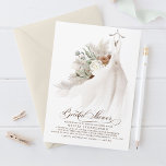 Invitation Robe mariage Floral Pampas Fête des mariées Grasse<br><div class="desc">Pampas herbe et fleurs blanches brunes botaniques élégantes invitations à la douche nuptiale</div>