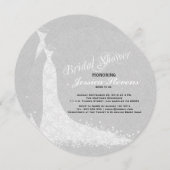 Invitation Robe Mariage Lin Gris Clair Et Dentelle Blanche (Devant / Derrière)